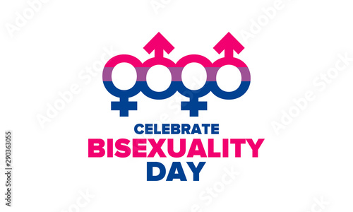 Celebrate Bisexuality Day. Bisexual Pride and Bi Visibility Day. Bisexual flag. Coming out. Celebrated annual in September 23. Festival and parade. Poster, card, banner, template, background. Vector