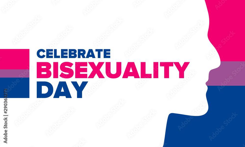 Celebrate Bisexuality Day. Bisexual Pride and Bi Visibility Day. Bisexual flag. Coming out. Celebrated annual in September 23. Festival and parade. Poster, card, banner, template, background. Vector