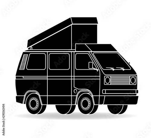 Bus Hochdach schräg Ansicht Silhouette