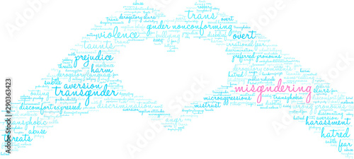 Misgendering Word Cloud on a white background.  © arloo