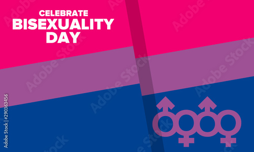 Celebrate Bisexuality Day. Bisexual Pride and Bi Visibility Day. Bisexual flag. Coming out. Celebrated annual in September 23. Festival and parade. Poster  card  banner  template  background. Vector