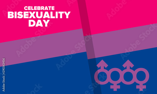 Celebrate Bisexuality Day. Bisexual Pride and Bi Visibility Day. Bisexual flag. Coming out. Celebrated annual in September 23. Festival and parade. Poster, card, banner, template, background. Vector