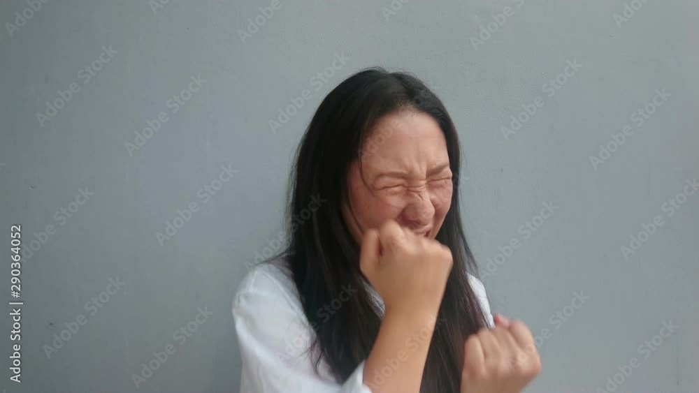 Business Asian woman feeling Wow and glad Overjoyed . Asian woman with Black hair showing joyful emotion such as be smile,love,wow,surprise,excellent,Happy Business Asian woman feeling Wow and glad Overjoyed . Asian woman with Black hair showing joyful emotion such as be smile,love,wow,surprise,excellent,Happy