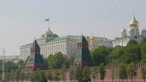 MOSCOW - Jule 24 2019: Moscow Red square. St Basils cathedral and Spasskaya tower on Jule 24, 2019 in Moscow, Russia