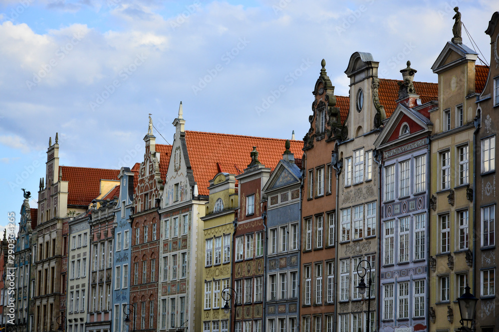 Colorful tenament houses facades in old city. Colorful tenament houses facades in old city.