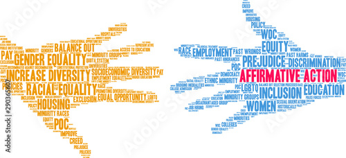 Affirmative Action Word Cloud on a white background.  photo
