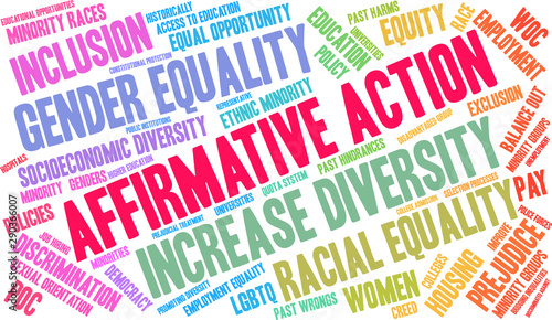 Affirmative Action Word Cloud on a white background. 