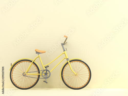 Old bike against the wall. 3d rendering.