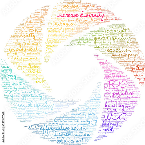 Increase Diversity Word Cloud on a white background. 