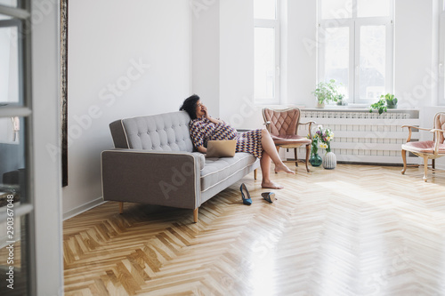 Pregnant Woman Laughing photo