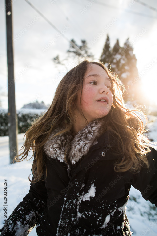 Snowy girl enjoying winter Snowy girl enjoying winter