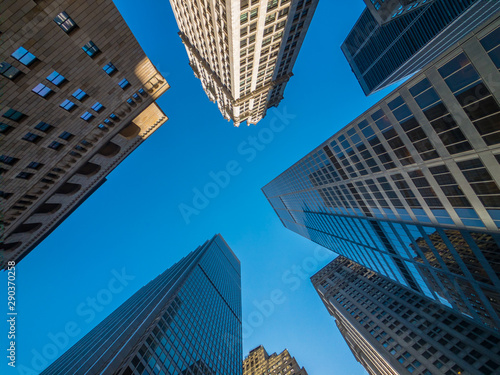 New York skyscrapers bottom view