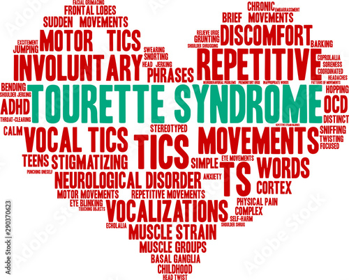 Tourette Syndrome Word Cloud on a white background. 