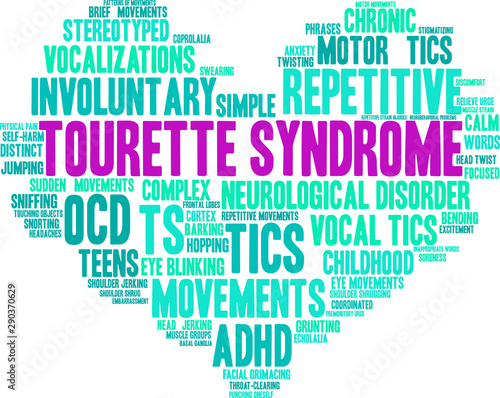 Tourette Syndrome Word Cloud on a white background. 