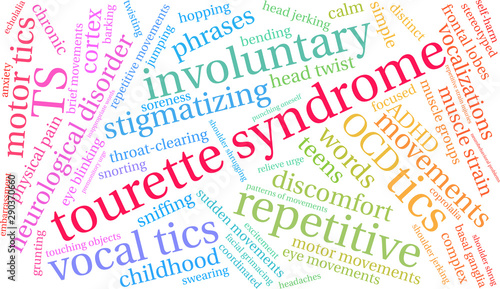 Tourette Syndrome Word Cloud on a white background. 