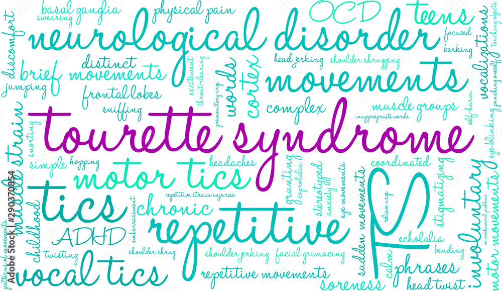 Tourette Syndrome Word Cloud word cloud on a white background .