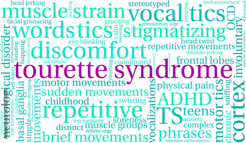 Tourette Syndrome Word Cloud on a white background. 