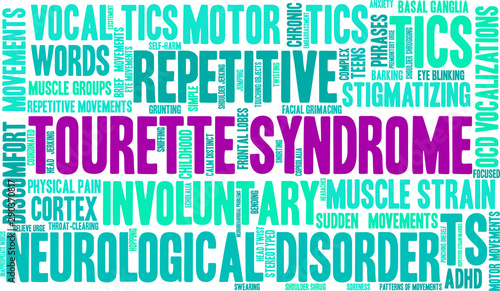 Tourette Syndrome Word Cloud on a white background. 