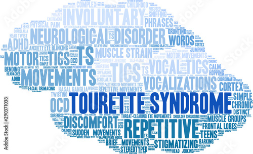 Tourette Syndrome Word Cloud on a white background. 