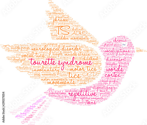 Tourette Syndrome Word Cloud on a white background. 
