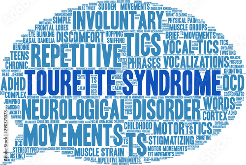 Tourette Syndrome Word Cloud on a white background. 