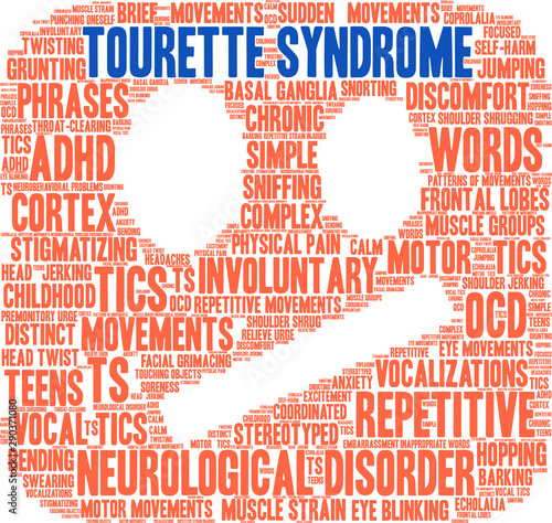 Tourette Syndrome Word Cloud on a white background. 