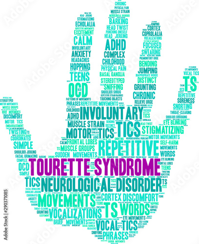 Tourette Syndrome Word Cloud on a white background. 