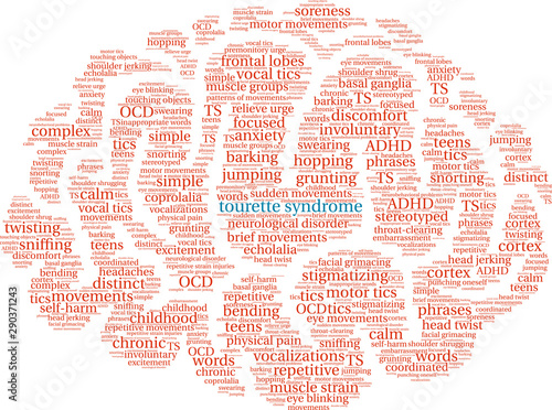 Tourette Syndrome Word Cloud on a white background. 
