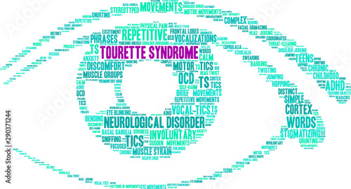 TS Tourette Syndrome Word Cloud on a white background. 