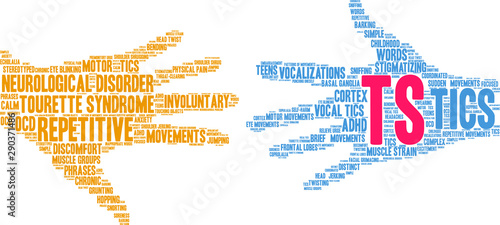 TS Tourette Syndrome Word Cloud on a white background. 
