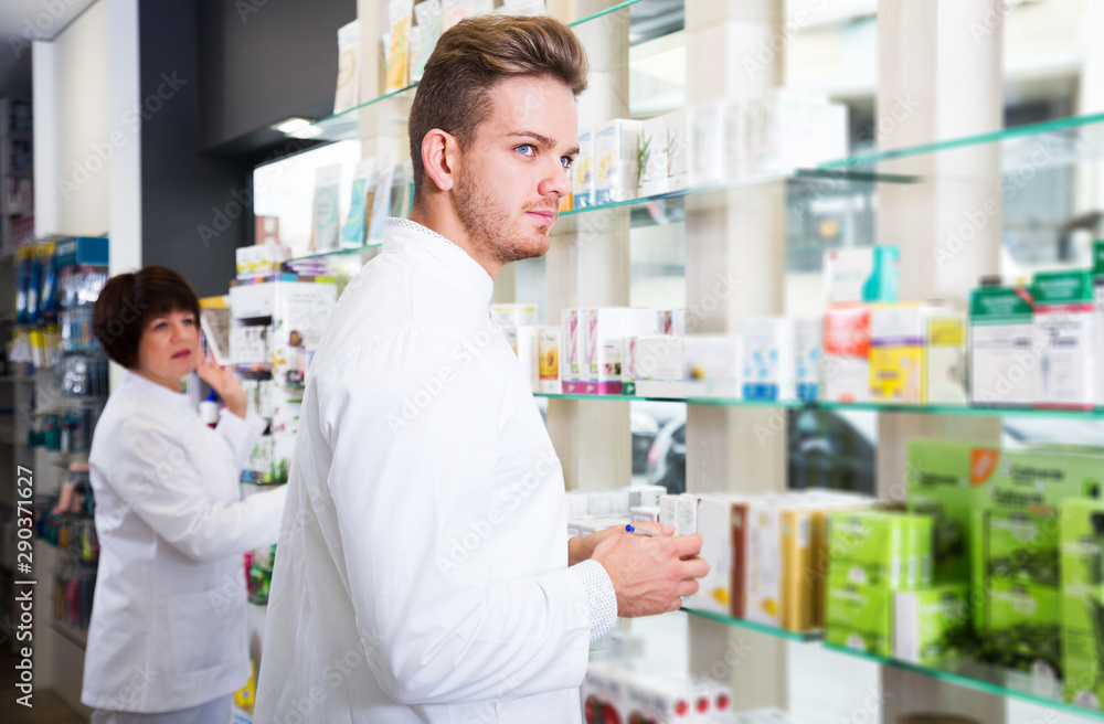 Pharmaceutist working in chemist shop