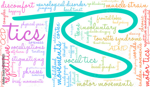 TS Tourette Syndrome Word Cloud on a white background. 