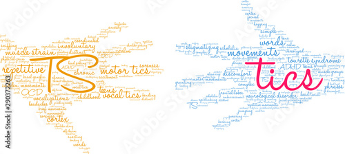 Tics with Tourette's Word Cloud on a white background. 