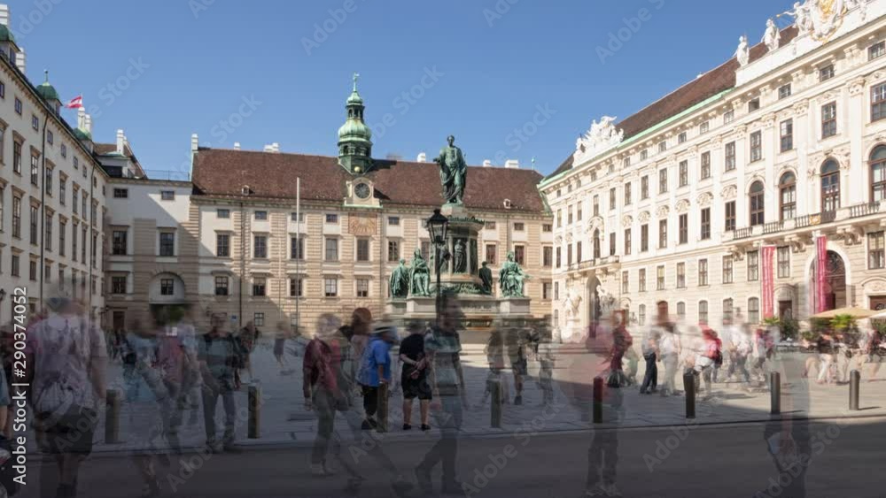 Hyperlapse of Imperial Palace Hofburg and Statue of Franz Joseph I of Austria, In der Burg, Vienna, Austria Hyperlapse of Imperial Palace Hofburg and Statue of Franz Joseph I of Austria, In der Burg, Vienna, Austria