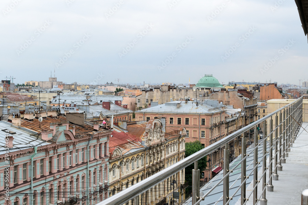 Aerial view of Saint Petersburg seen from the rooftop of a restourant near Nevsky prospect