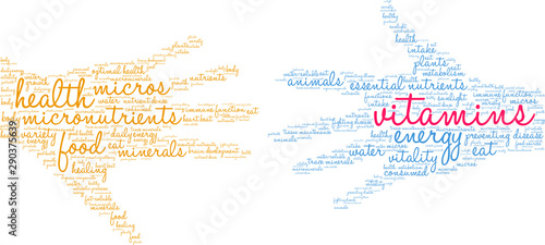 Vitamins Word Cloud on a white background. 