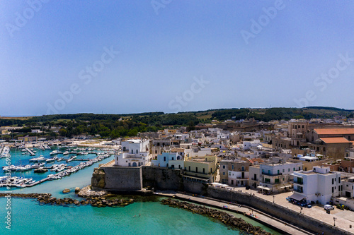 Aerial view of Otranto with Harbour and Castle  Lecce province  Salento peninsula  Puglia  Italy