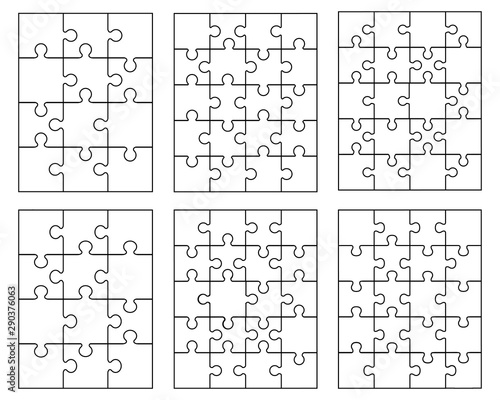 Illustration of separate parts of white puzzles