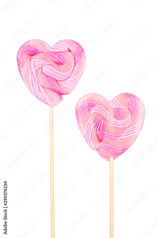 Pair of Heart-Shaped Candy Lollypop