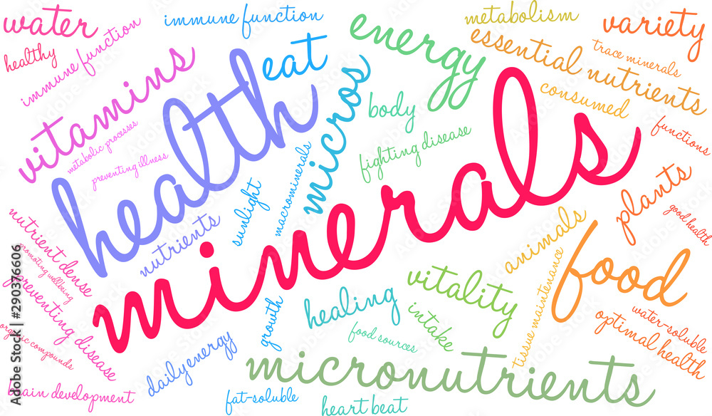 Minerals Word Cloud on a white background. Minerals Word Cloud on a white background.