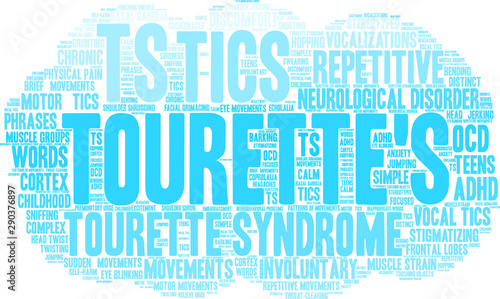 Tourette's Word Cloud on a white background. 