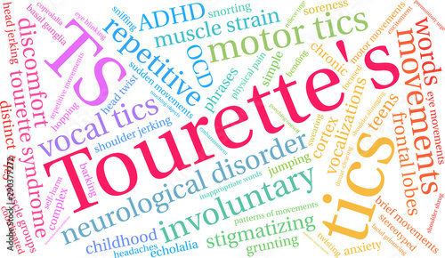 Tourette's Word Cloud on a white background. 