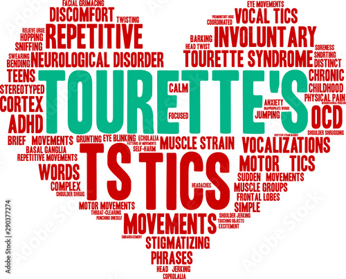 Tourette's Word Cloud on a white background. 