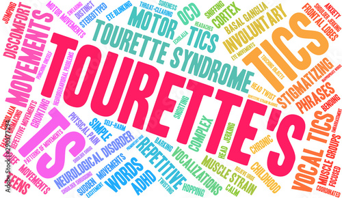 Tourette's Word Cloud on a white background. 