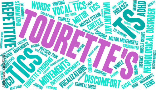Tourette's Word Cloud on a white background. 