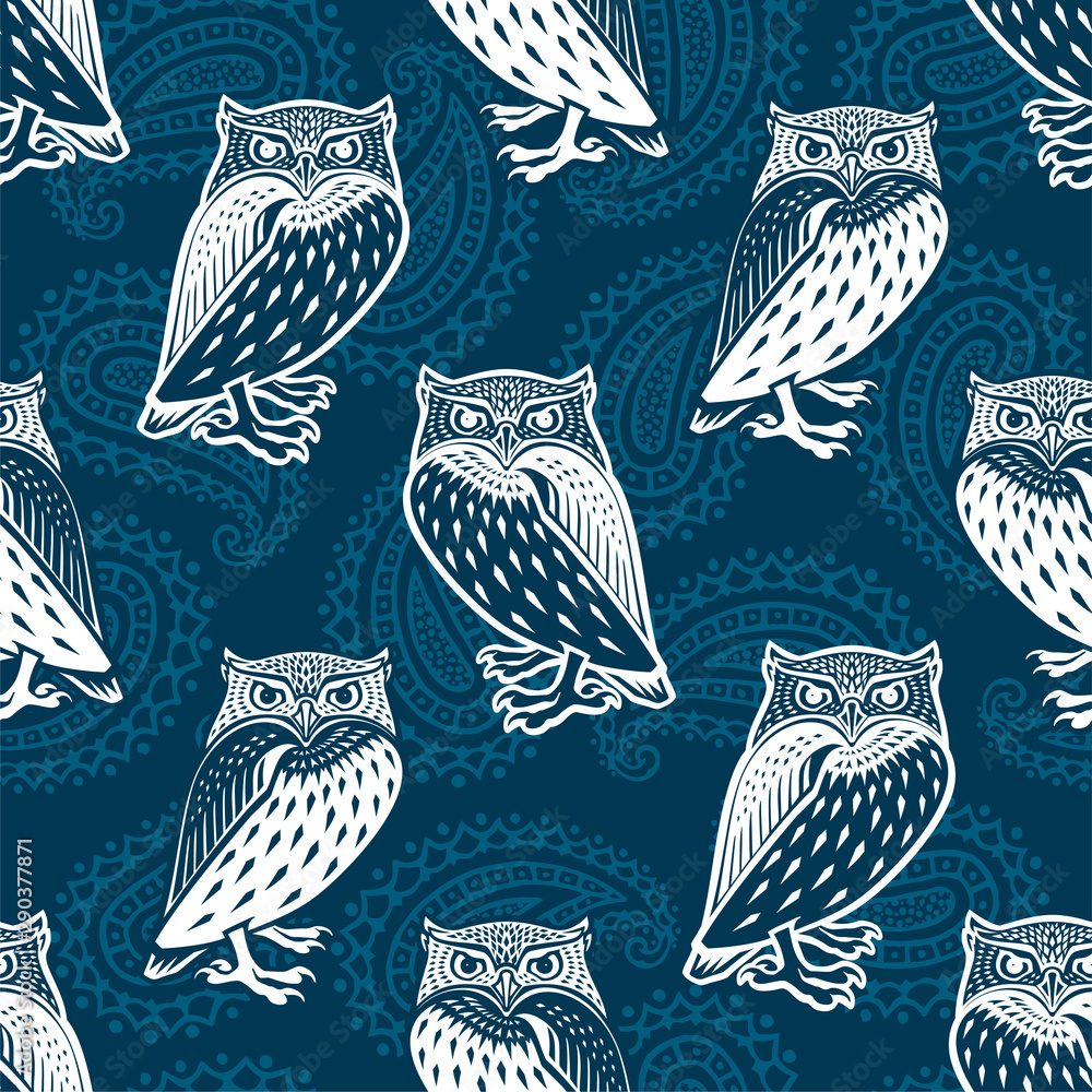 Owl illustration in tribal style. Ethnic patterned illustration. Owl illustration in tribal style. Ethnic patterned illustration.