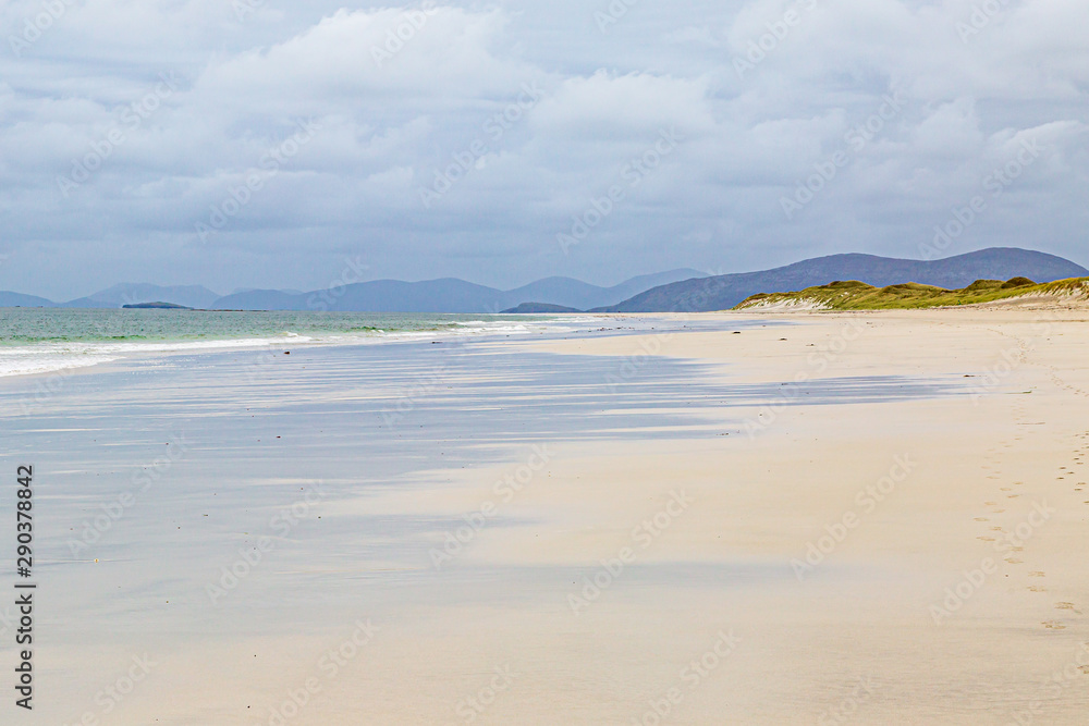 An idyllic white sand beach on the Hebridean Island of Berneray
