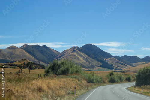 Scenic road in Canterbury area, New Zealand