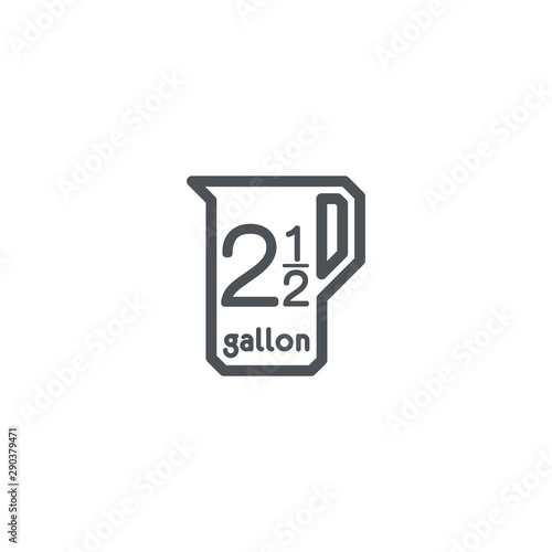 2.5 gal sign (mark) estimated volumes gallons. Vector symbol pac