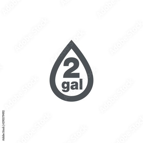 2 gal sign (mark) estimated volumes gallons. Vector symbol packa